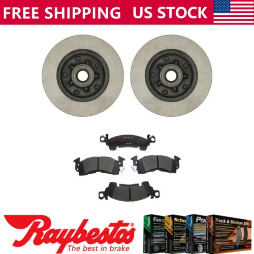 Front Kit Brake Rotor and Hub & Ceramic Brake Pads For 1978 Oldsmobile Cutlass