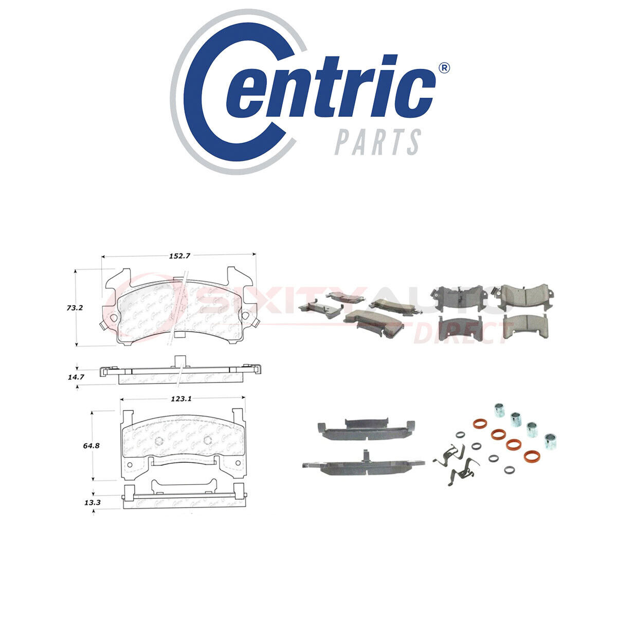 Centric Ceramic Disc Brake Pads w Shims for 1978-1987 Oldsmobile Cutlass so