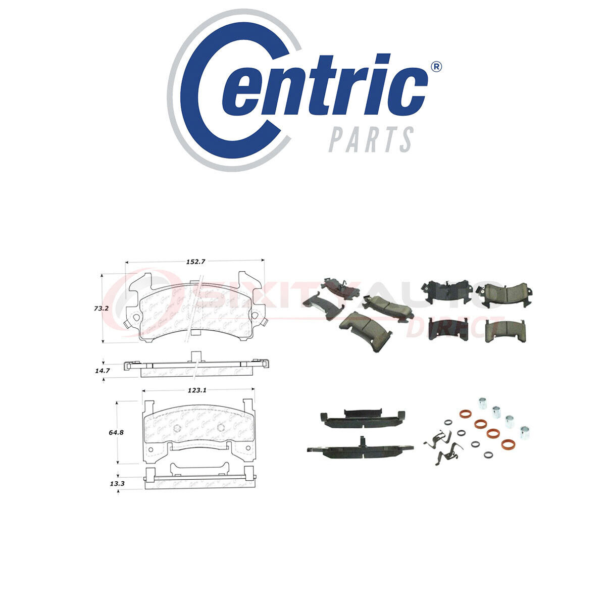 Centric Posi Quiet Metallic Brake Pads w Shims for 1978-1988 Oldsmobile dl