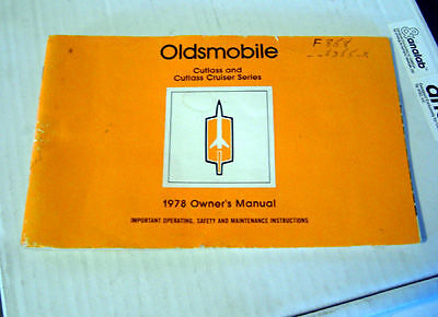 1978 Olds Cutlass & Cutlass Cruiser Original Owners Manual