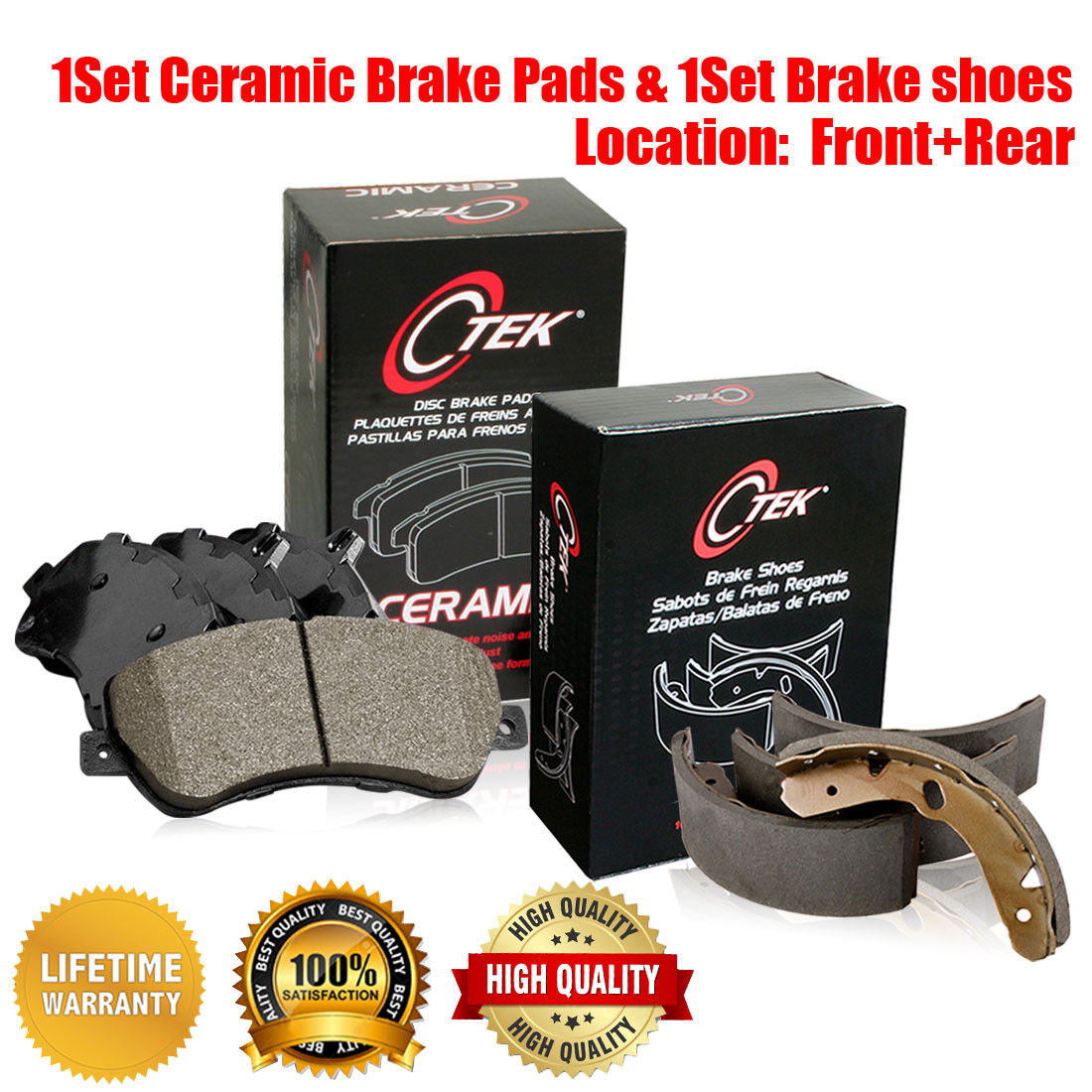 Front & Rear Ceramic Brake Pads & Brake shoes 2SET For Buick Century 1978-1981