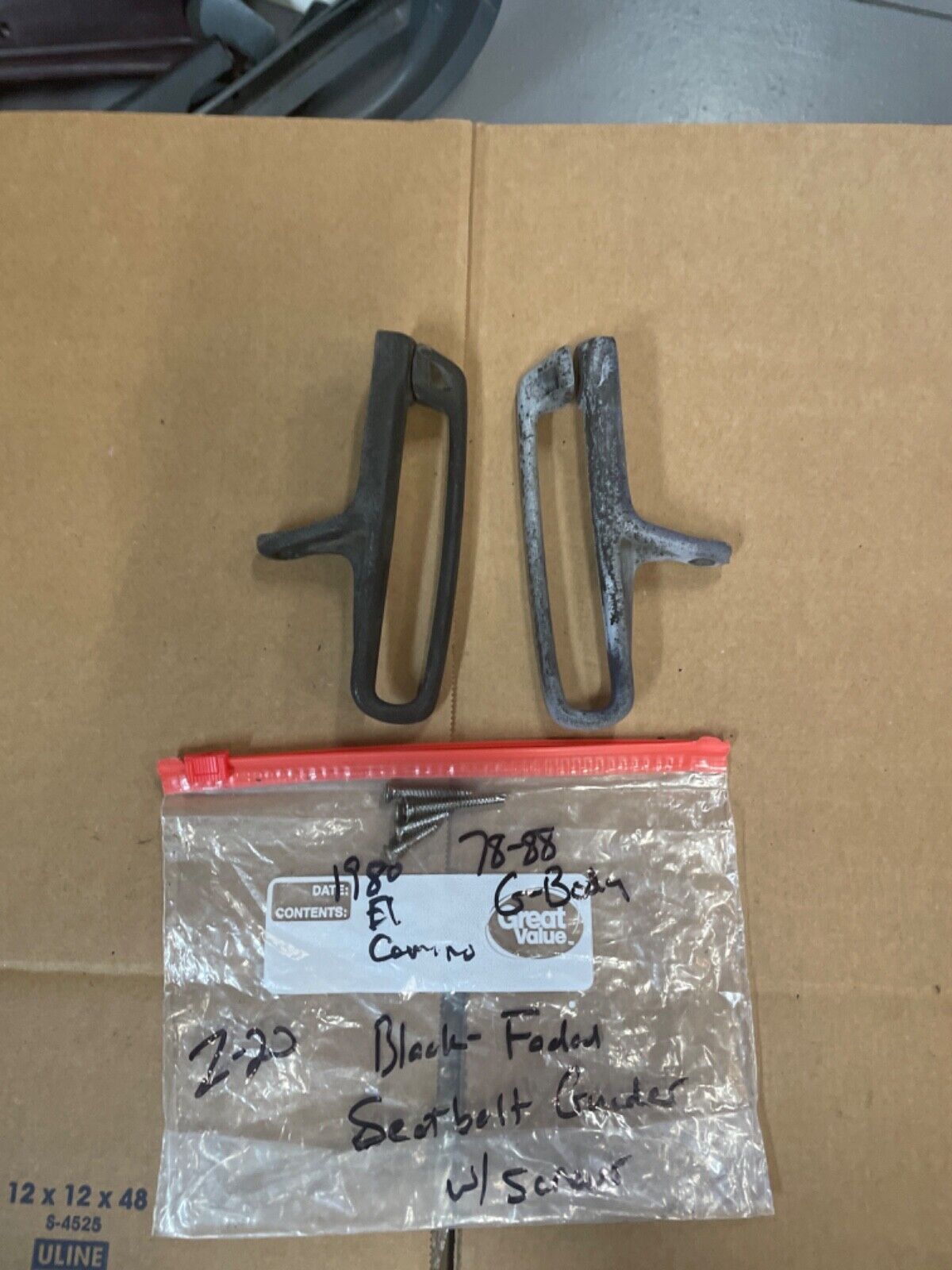 78 – 88 G Body Cutlass Regal El Camino Black Seatbelt Guides w screws OEM