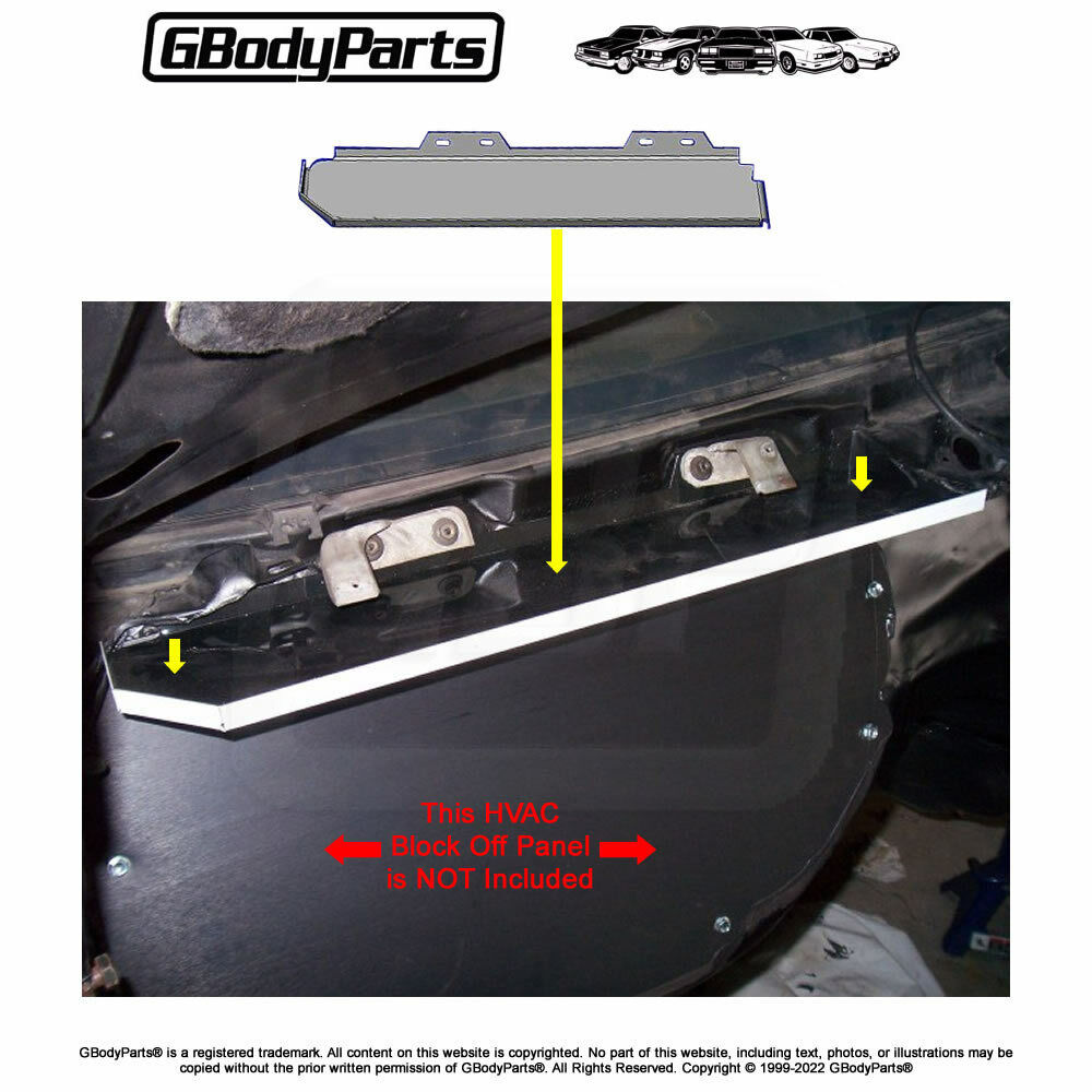 78-88 G-Body with A/C Heater Box Delete COWL WINDSHIELD WIPER LEDGE Panel USA