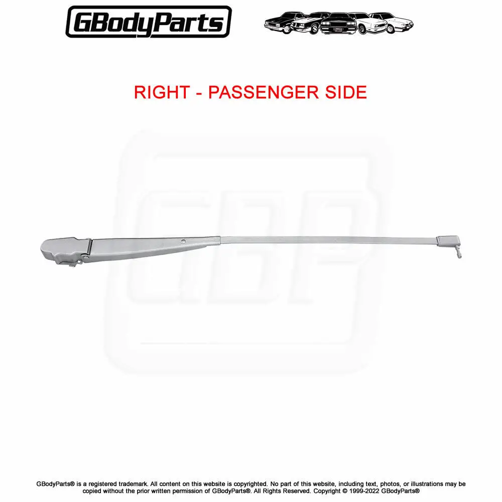 78-88 A&G Body Windshield Wiper Blade ARM SILVER RH Passenger Side GM #20301182