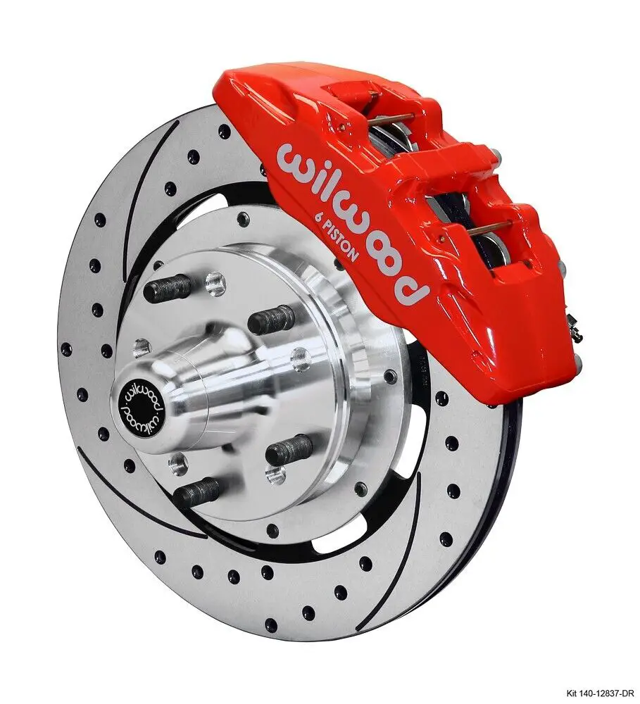 WILWOOD DISC BRAKE KIT,FRONT,80-87 GM G-BODY,12″ DRILLED ROTORS,6 PISTON RED