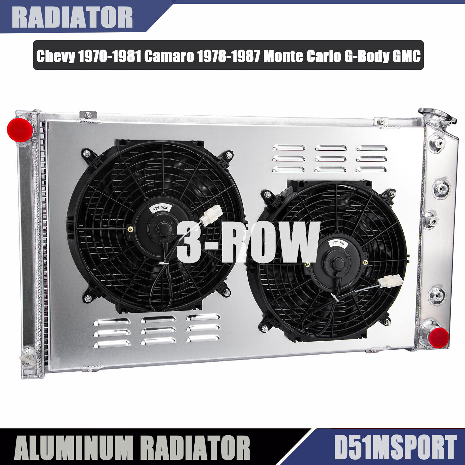 3-Row Radiator+Shroud+Fan For Chevy 70-81 Camaro 78-87 Monte Carlo G-Body GMC